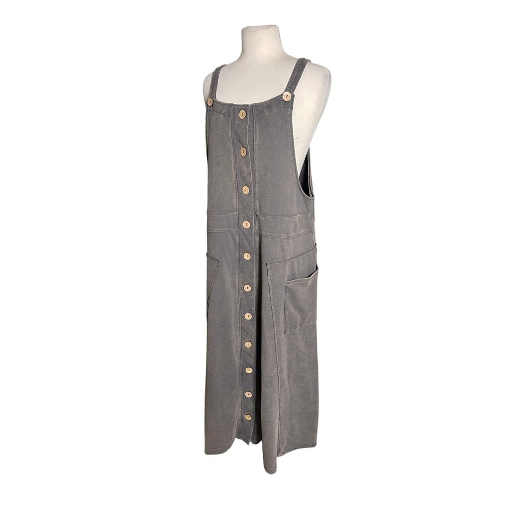 NWT EASEL Women’s Knit Boho Overall Jumper Midi Dress Ash Enzyme Wash - Picture 4 of 5